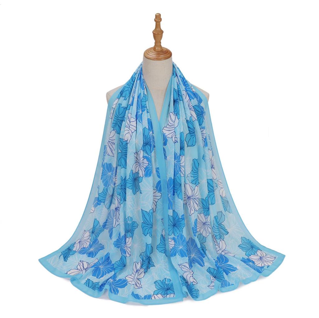 New Designs Printed Hijab Chiffon Scarfs For Women Scarves Muslim Fashion Turbans Malaysian Muslim Hijabs Wraps Ramadan Turban