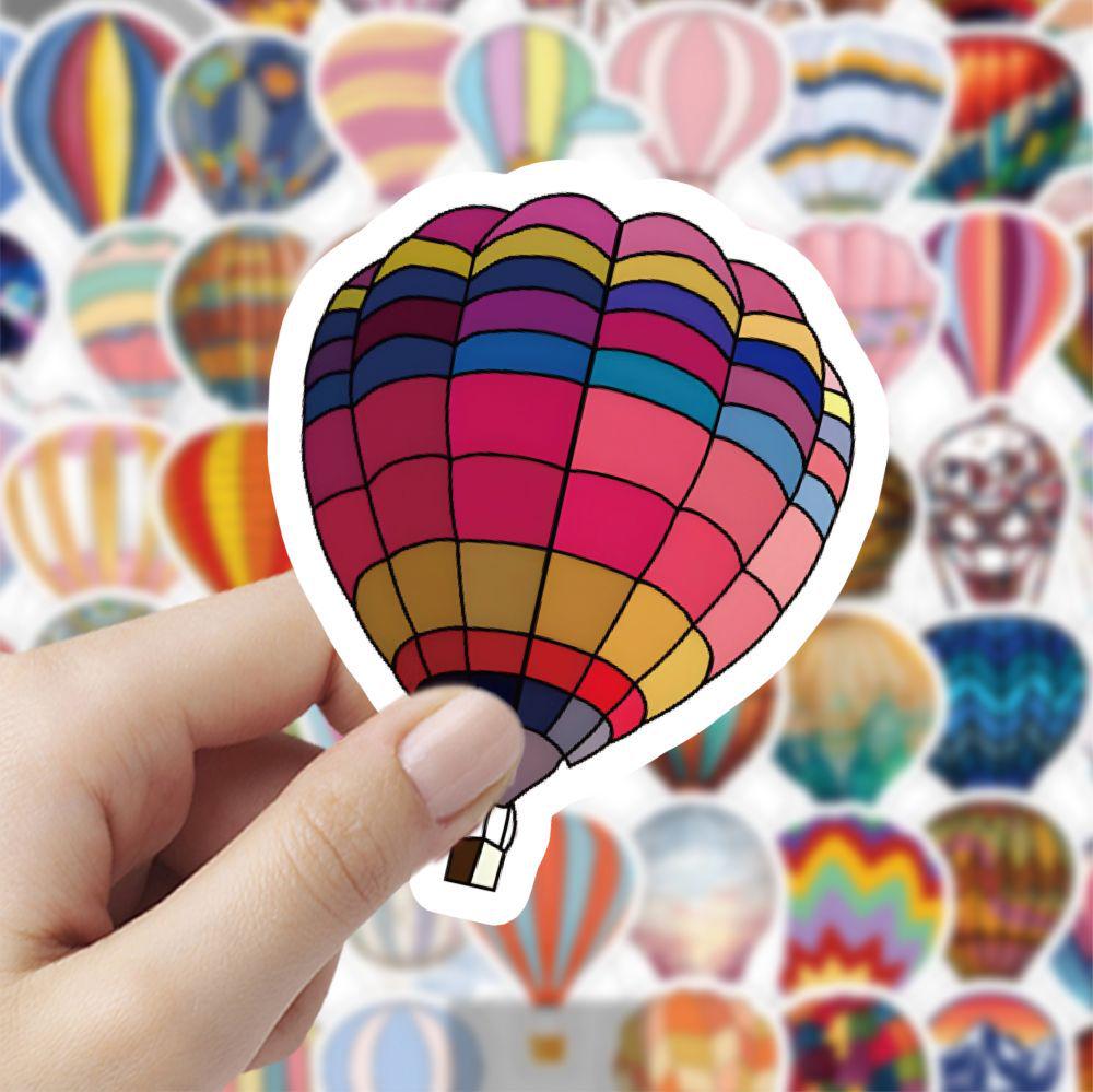 60 Turkish Hot Air Balloon Helmet Stickers for Kids: Cartoon Decorations, Waterproof
