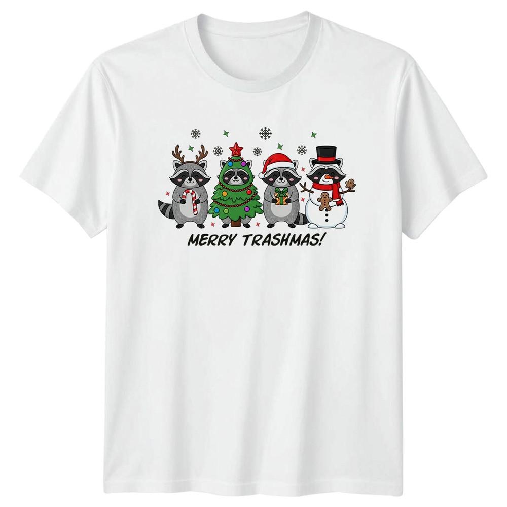 Merry Trashmas Raccoons Christmas Holiday Unisexs TShirt Unisexs Tee Graphic Top S