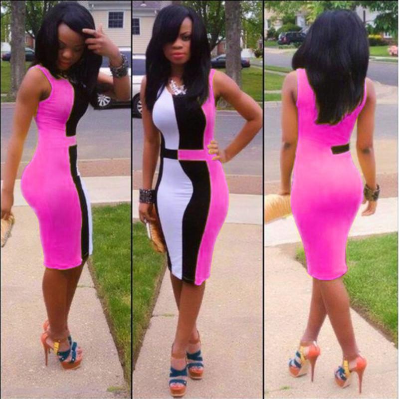 Elegant Colorful Sexy Fashion Bodycon Women Dress Sleeveless Fit Leisure Slim Design
