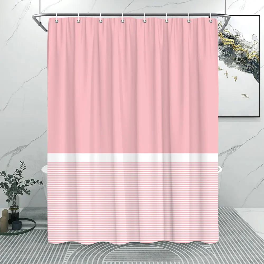 Solid Colours and Lines Modern Minimalist Shower Curtain Colourful Geometric Polyester Fabric Home Shower Curtain Bathroom Decor