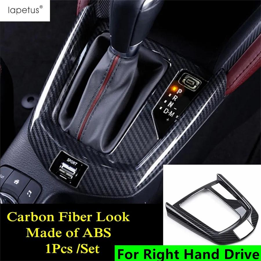 ABS Carbon Fiber Car Gear Shift Panel Frame Protector Cover Trim For Mazda 2 Demio / CX-3 CX3 2015 - 2018 Accessories Interior