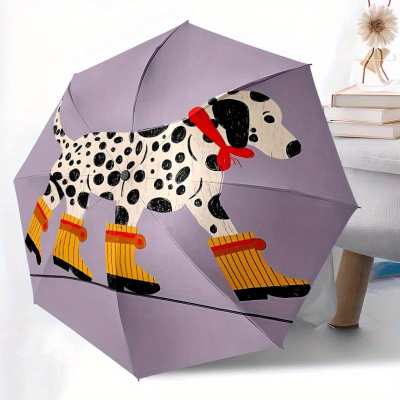 

1pc Automatic Open/Close Umbrella with One-Touch Button - Sturdy Iron Frame, Compact Travel Umbrella with Cute Dalmatian Dog D