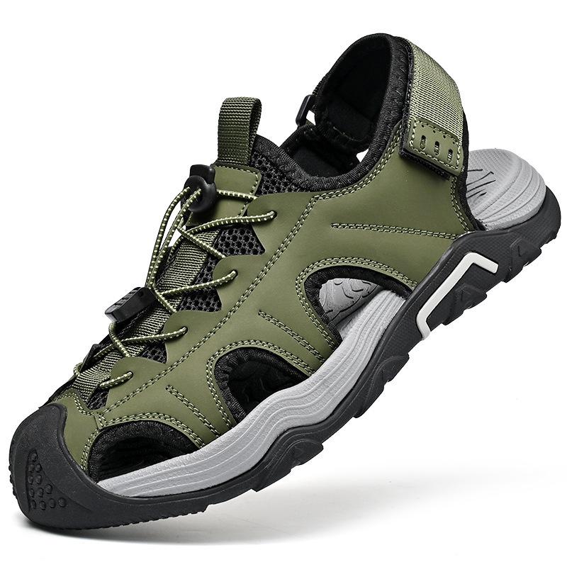 

2025 прямая трансляция популярная сумка голова полые сандалии мужские летние пляжные сандалии на мягкой подошве мужские большого размера крутые шлепанцы 42