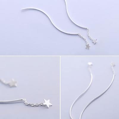 Women's Silver Needle Earrings Daily W131