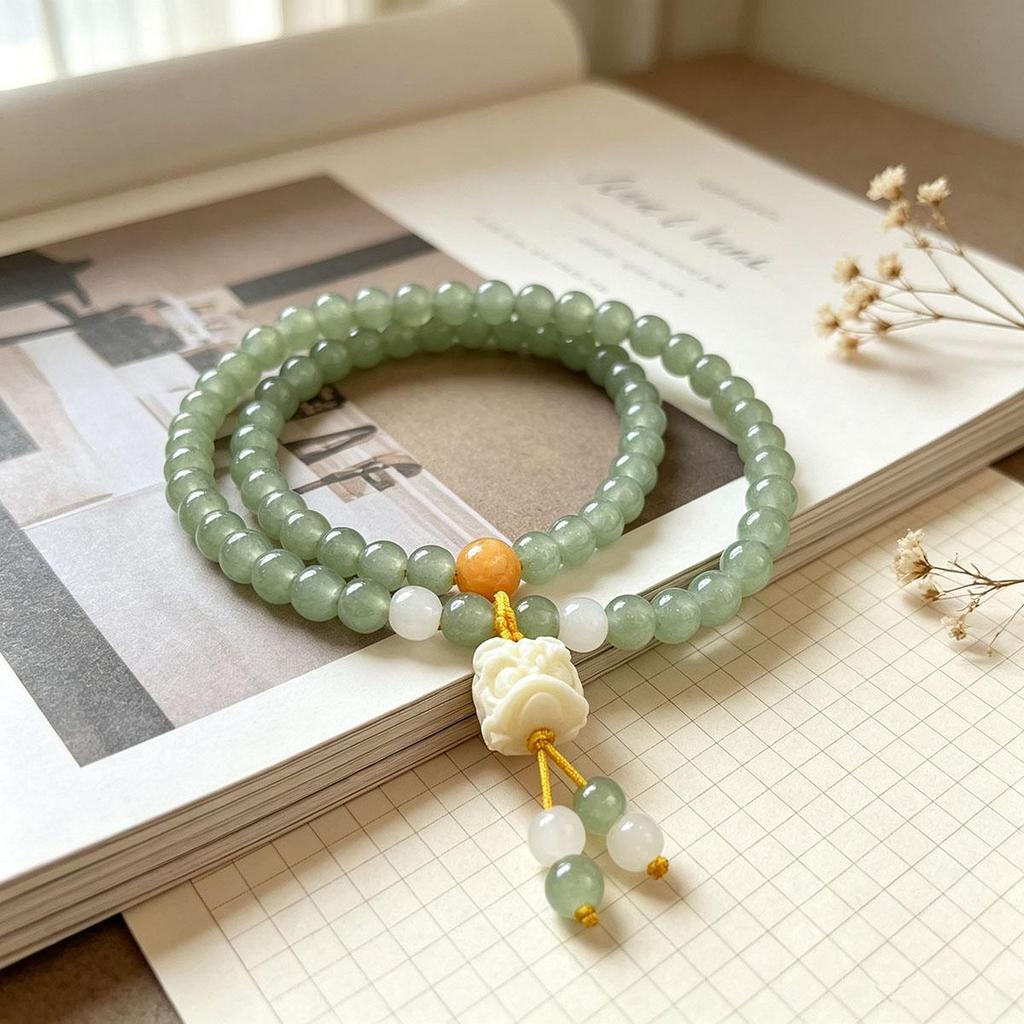 New Chinese Style Lion Dance Double Layer Stacked Beaded Bracelet Women Simple Cool Clear Sense Bracelet High Appearance Ancient Style Hand Jewelry