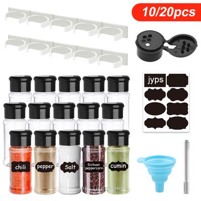 10/20 Pcs Spice Jars Salt and Pepper Shaker Plastic Seasoning Shaker Bottles Spice Organizer Kitchen Spice Rack Spice Jar Set