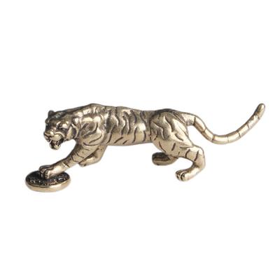 Brass Tiger Toy Feng Shui Figurines Animal Lion Figure Desktop Decor Sculpture