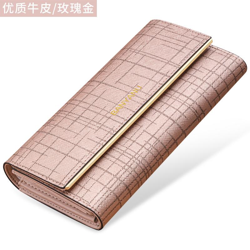 

Новый женский кошелек-трифолд из натуральной кожи 2025 года. Вместительный минималистичный клатч со слотами для карт. Стильный дизайн. розового золота