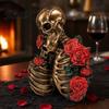 Rode Roos Skelet Decoratie Gotisch Knuffelend Koppeltje Beeldje Schedel Hars Halloween Romantische Decoratie Beeld Sculptuur Vintage Decoratie Feestartikelen