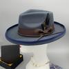 Elegant Feather Homburg Wool Styling Hat with Wide Brimmed Flat Hat Wide Brimmed Western Hat for Casual Wear