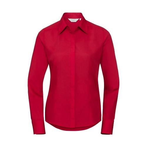 Russell Collection Womens/Ladies Poplin Fitted Long-Sleeved Shirt