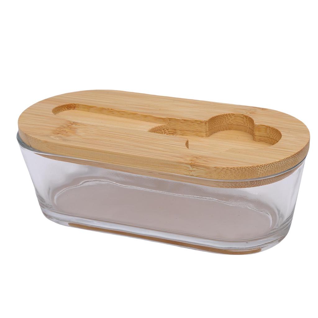 Glass Dish with Lid Airtight for Freshness 300ML Rectangular for Kitchen Countertop Decor