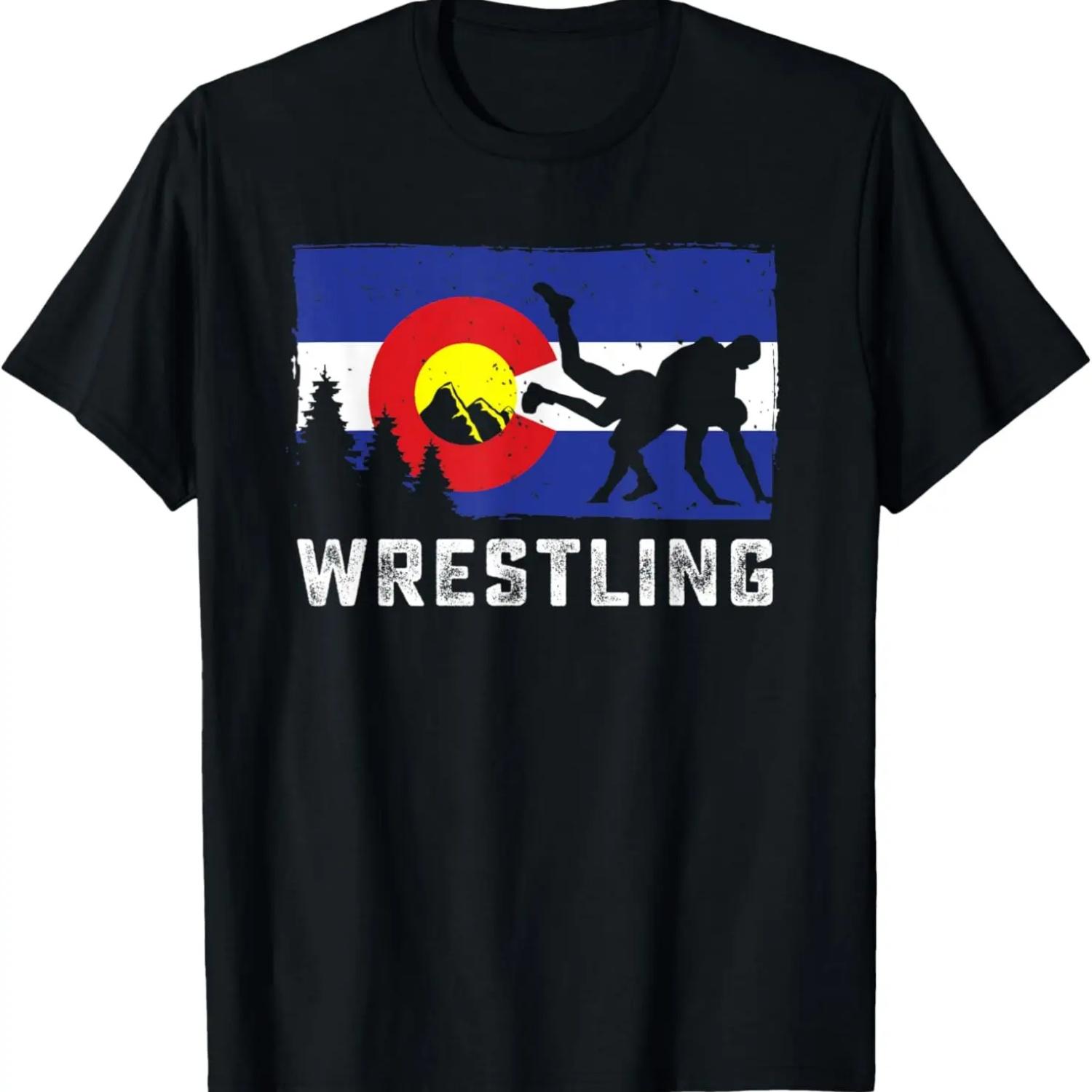

Wrestling martial arts COLORADO S vintage flag- MMA Wrestler T-Shirt M чорний