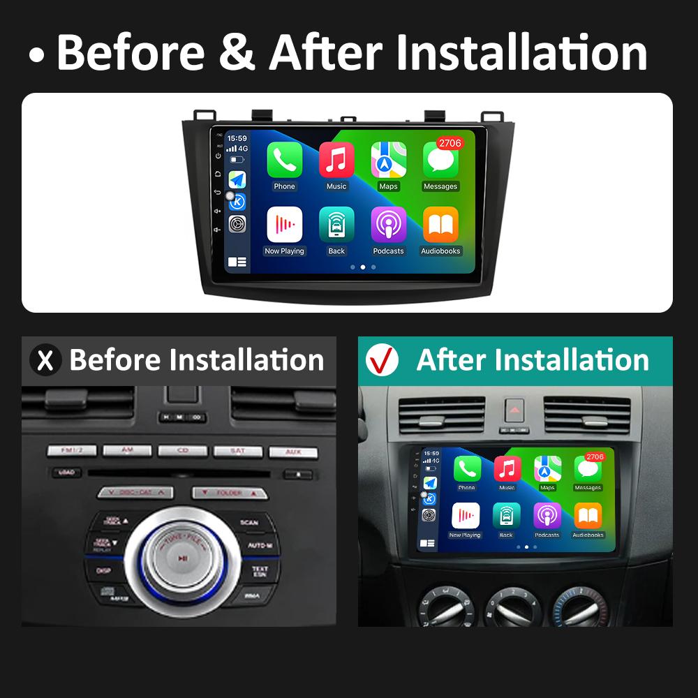 Player Multimedia Pentru Mazda 3 2009 2010 2011 2012 2013 Android Auto Ventilator de Răcire DSP Stereo Carplay Wireless Ecran QLED IPS WIFI