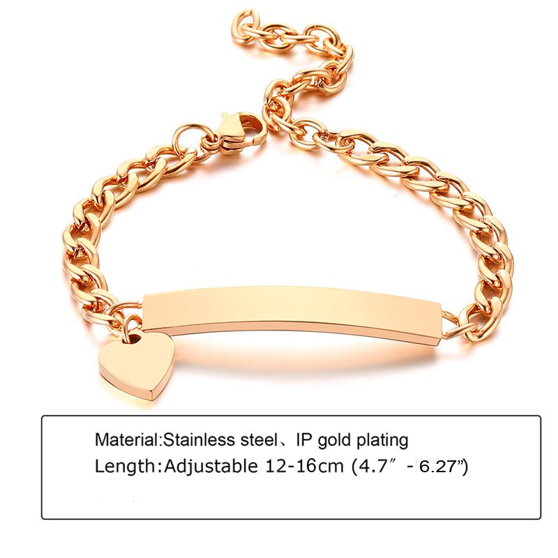 Custom Personalized Name ID Bracelet Gilrs Boy Gifts, Stainless Steel Curb Chain Link Crown Bracelet Not Allergic