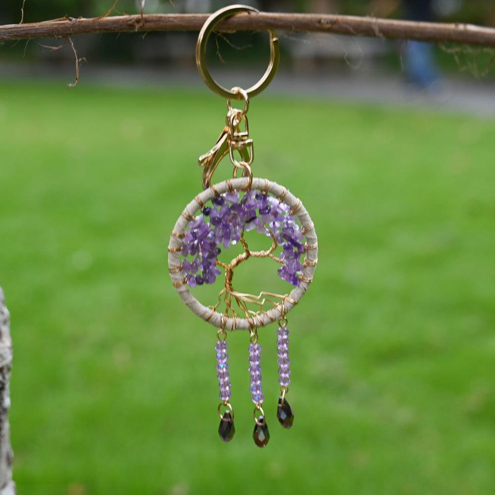 Car pendant, natural stone, dream catcher keychain, jewelry, handmade life tree, bag hanging, hanging accessories