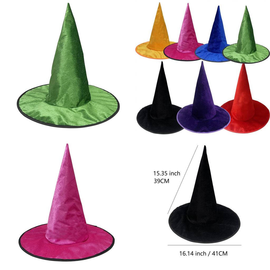Cappello da Strega di Halloween Accessorio Costume Cosplay con Tessuto Peluche per Decorazioni di Festa