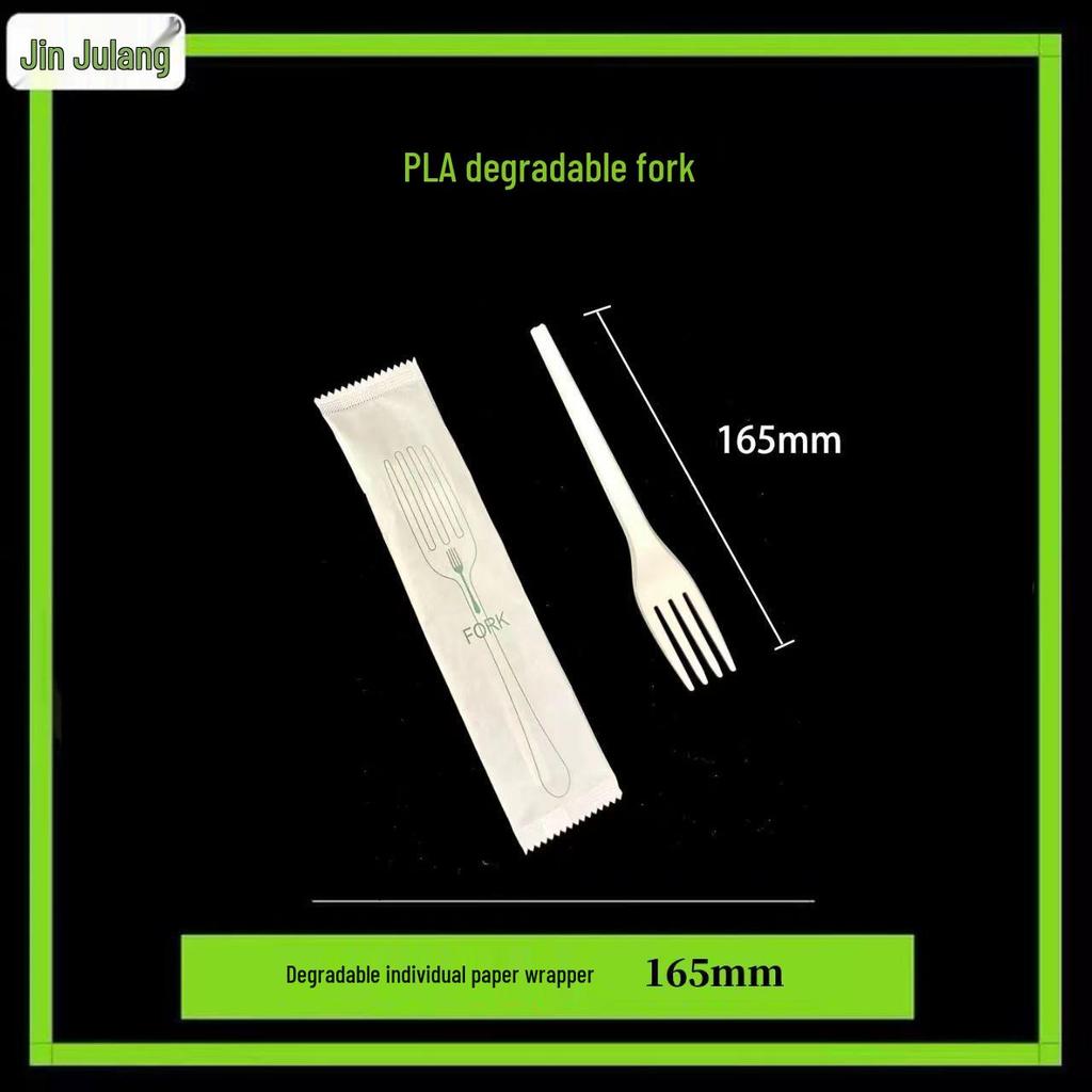 Set di posate biodegradabili in PLA: Coltello, Forchetta, Cucchiaio, Confezionati Singolarmente per Dolci e Pasti