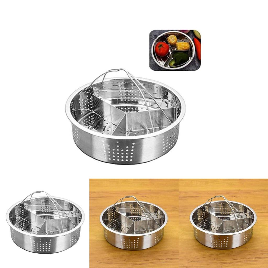 Stainless Steel Steaming Rack With Dividers For Rice Cooker And Microwave Cooking