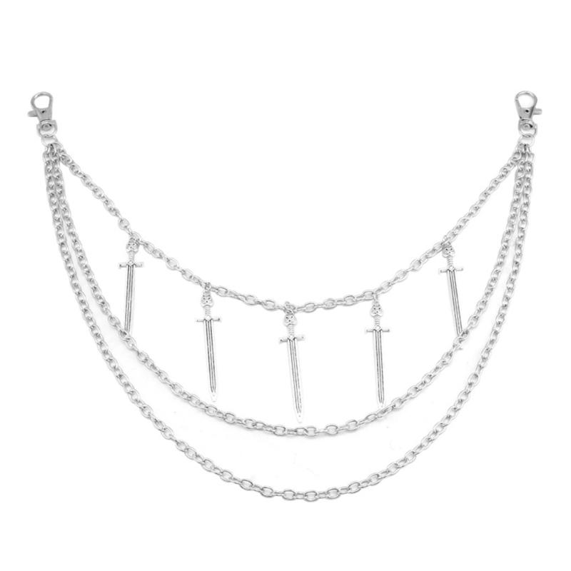 

Metallic Crossed Pants Chain for Women Men Decorative Waist Chain Wallet Chain Multilayer Fringed Chain for Streetwear