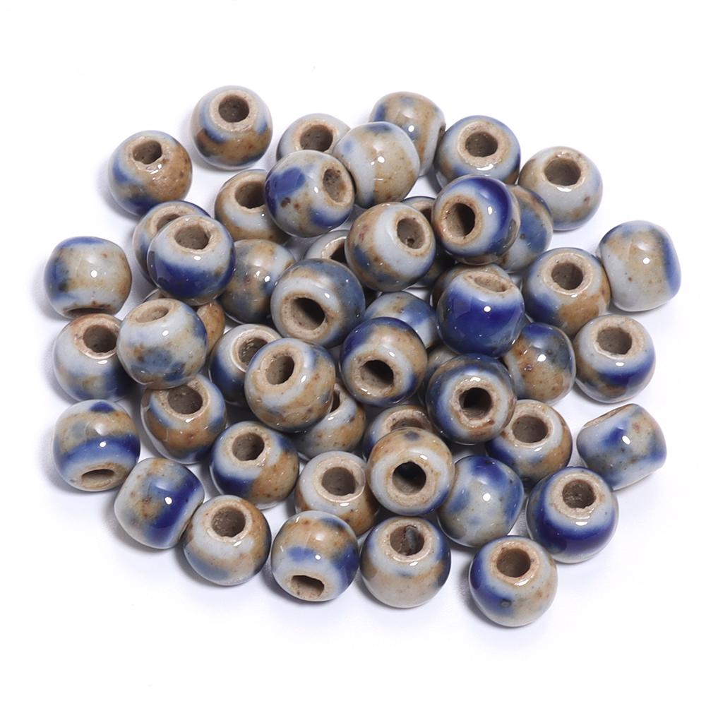 30pcs/lot Round Shape Ceramic Beads Colorful Loose Beads Spacer Beads For DIY Jewelry Making Necklace Bracelet Accessories
