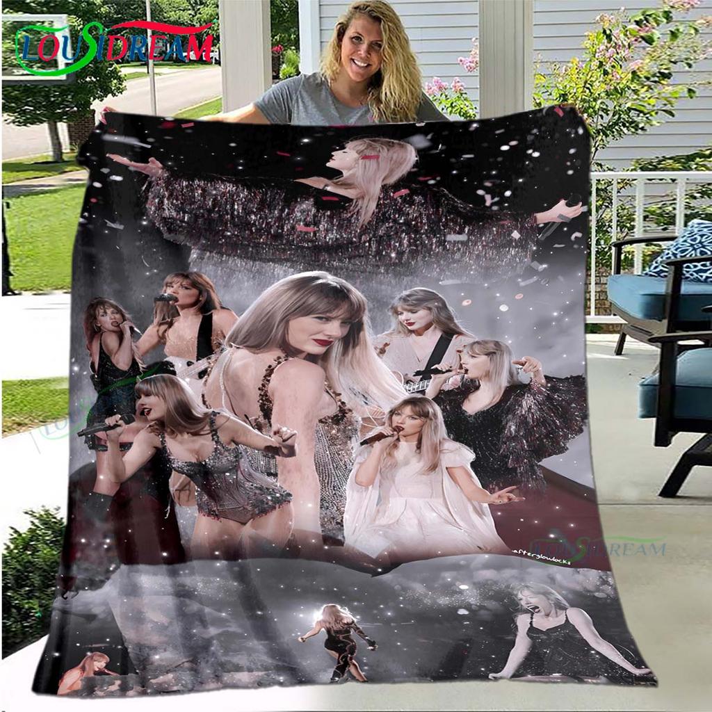 Hot Pop Female Diva Singer Pattern Blanket Flannel Thin Blanket Portable Home Travel Office Lunch Break Blanket Birthday Gift