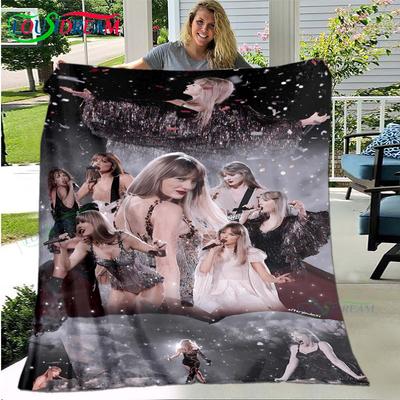 Hot Pop Female Diva Singer Pattern Blanket Flannel Thin Blanket Portable Home Travel Office Lunch Break Blanket Birthday Gift