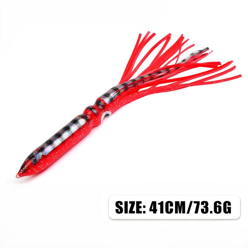 Calamar Blando Luminoso Grande de 17,5 cm-41 cm para Pesca en el Mar Falda de Calamar Pulpo Pesca de Arrastre Señuelos para Atún Aparejos de Pesca en Agua Salada