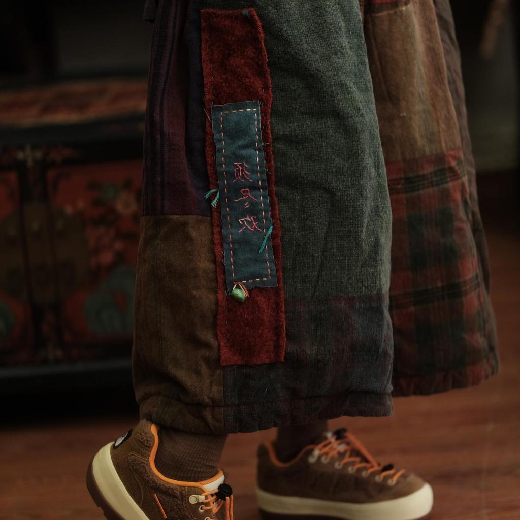 Little Mud Girl Retro Artistic Handmade Cotton Patchwork Pants