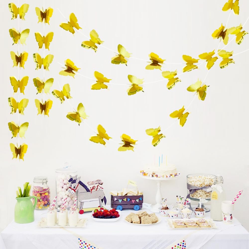 BEISHIDA 5Pcs Purple Lavender Butterfly Paper Garland Hanging Decorative Banner for Halloween Home Ceiling Decor Birthday Party Baby Shower Wedding