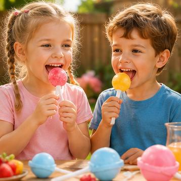 Silicone Lollipop Ice Pop Mold: 4 Set Colorful DIY Sphere - Creative Frozen Treats for Summer Parties Kids