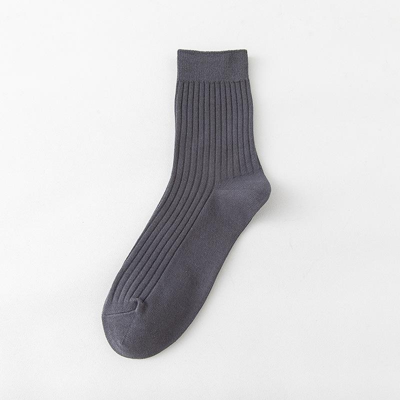 Men's Spring and Autumn Striped Pure Color Cotton Leisure Breathable Warm Tube Socks