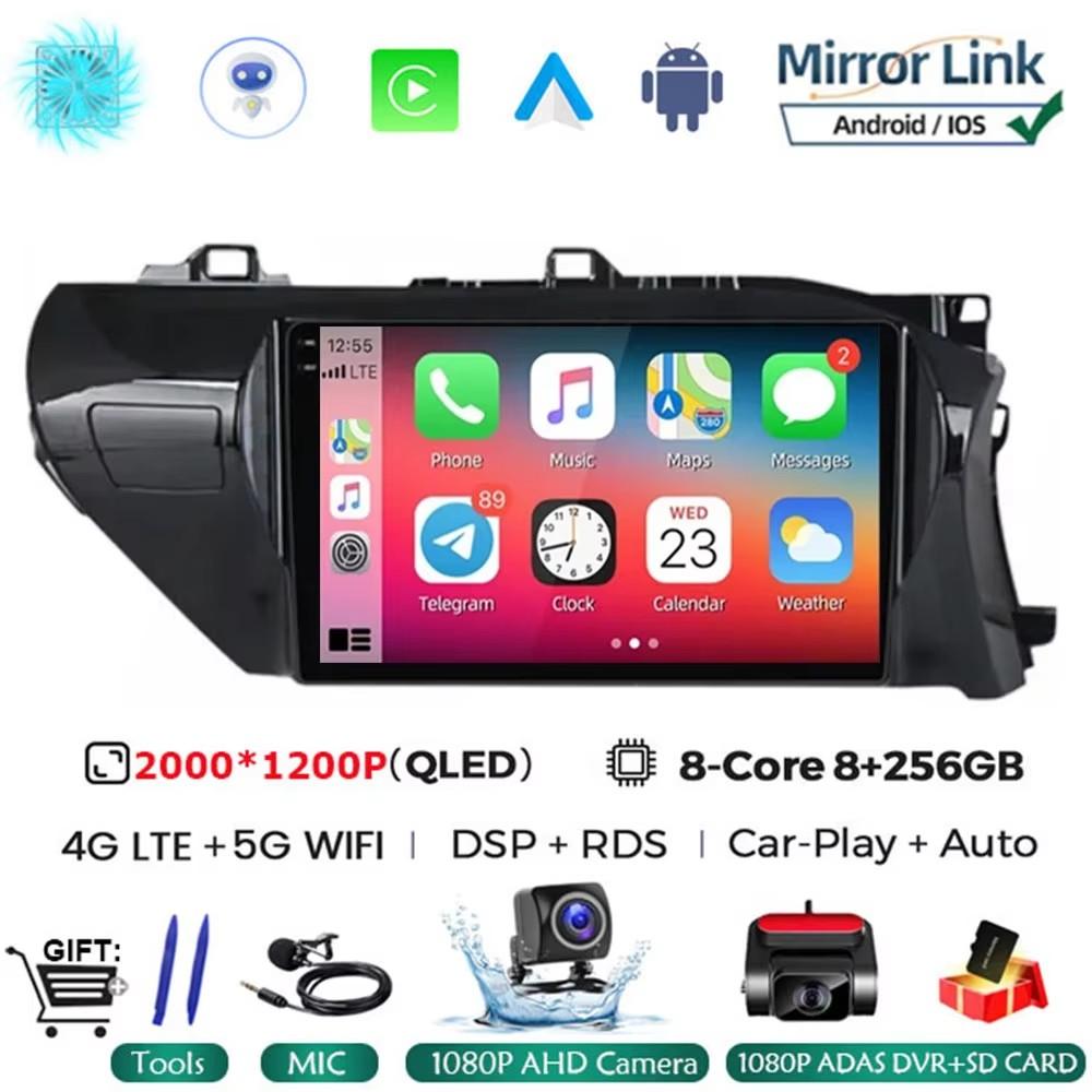 Android 14 Auto Carplay Für Toyota HILUX REVO VIGO IMV 2016 2017 2018 2019 2020 Autoradio Multimedia GPS Player Stereo KEIN DVD