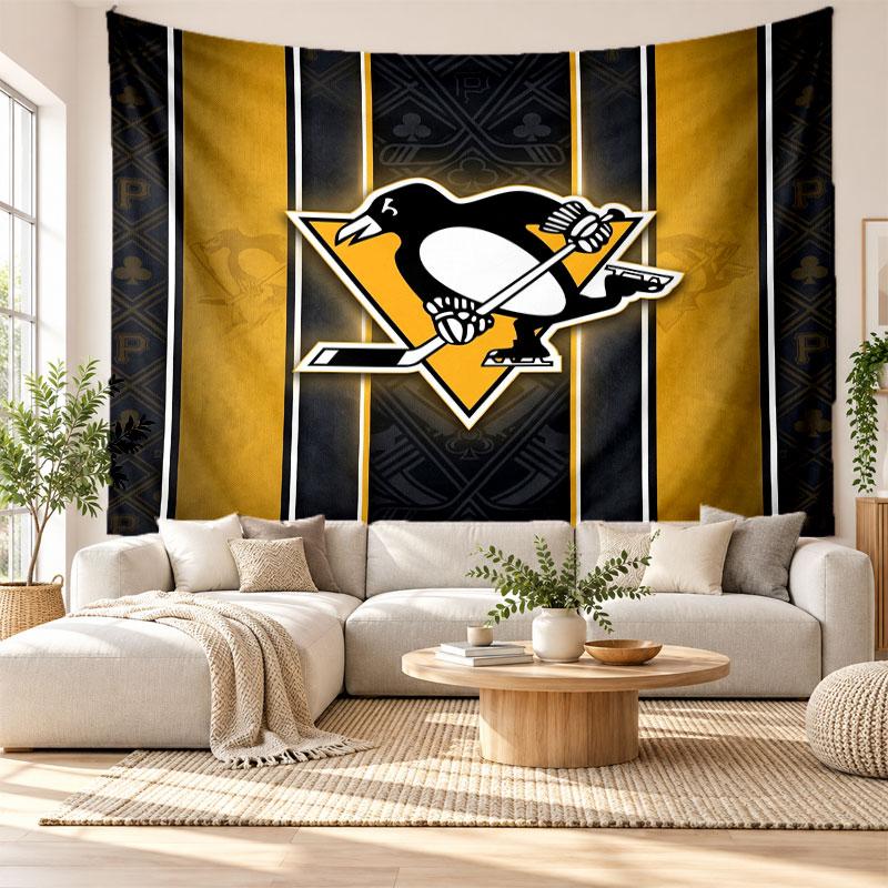 Pittsburgh Penguins Wall Tapestry, Soft Fabric Wall Hanging, Decorative Backdrop For Bedroom Home Wall Art