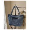 Korean Large Capacity Lazy Style Denim Tote Bag for Women, 2026 New Vintage Commuter Single Shoulder Bag