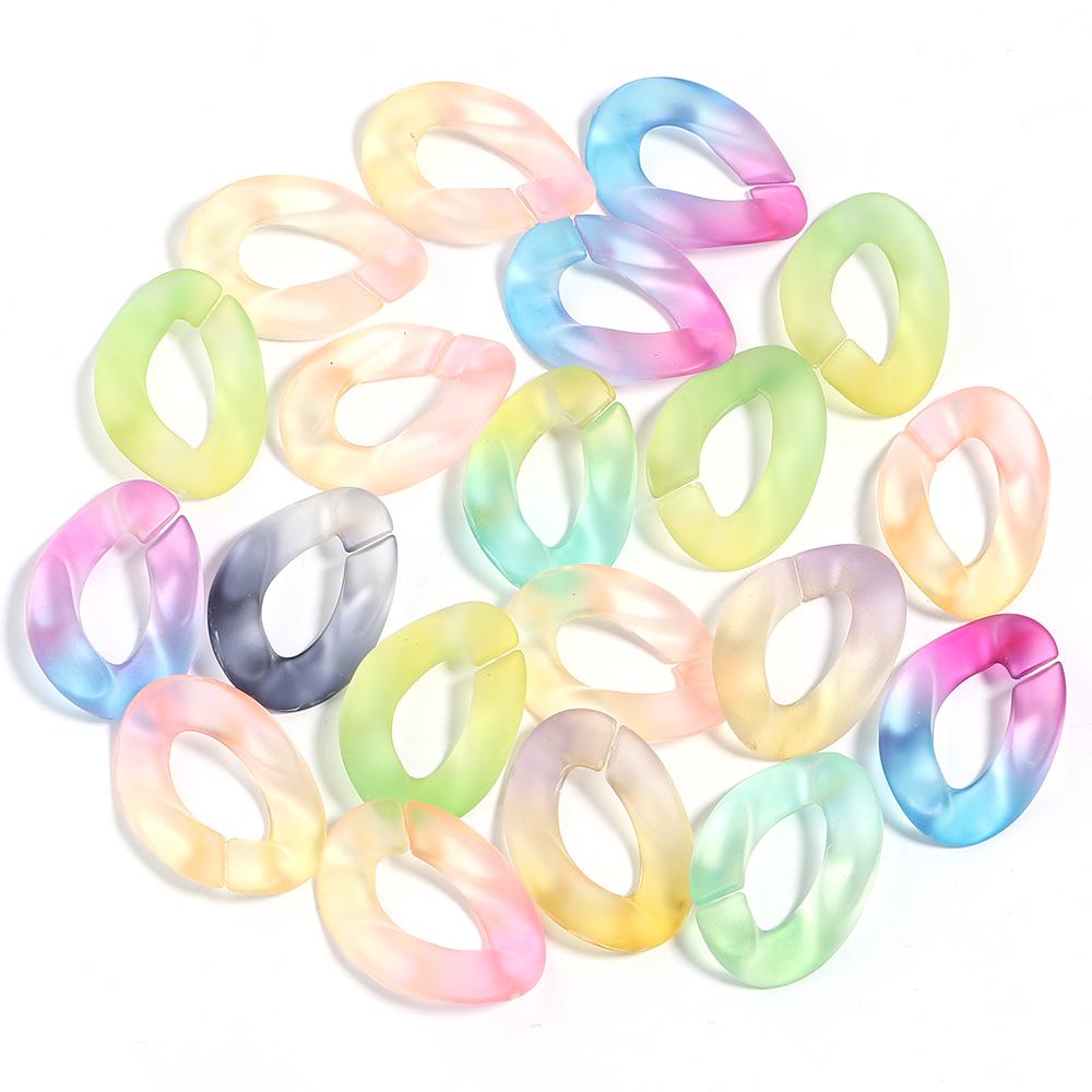 20pcs/lot Colorful Acrylic Twisted Link Chain Clasps For Jewelry Connectors Open Buckle DIY Necklace Glasses Chains Accessories
