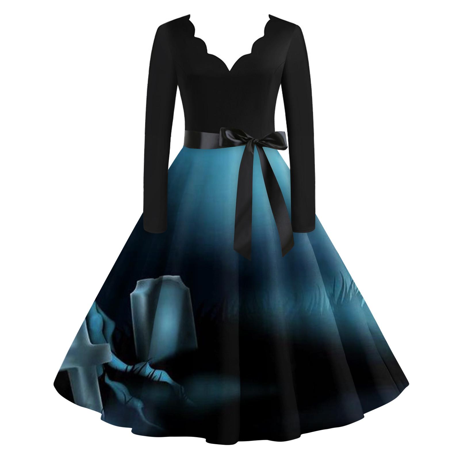 Женское винтажное классическое платье с вырезом на талии и галстуком-бабочкой с длинными — фото 6