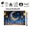 Romantic Starry Sky Theme,EID Al Adha Background Cloth with Crescent Moon,Mosque,Lantern Design,Festive Party Celebrations