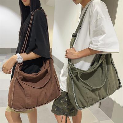 Plátěná taška Dámská kabelka přes rameno s velkou kapacitou Studentská taška přes rameno Jednobarevná pánská taška Messenger