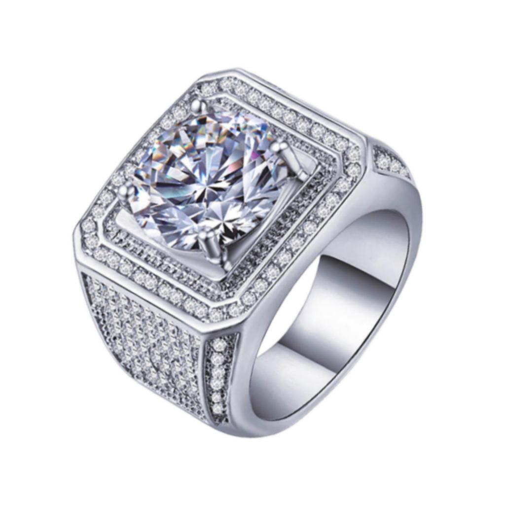 European & American Style Men's Dominant Micro-paved Full Diamond Ring with Naked Stones