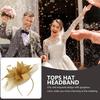Hemobllo Voile en Maille de Mariée Hauts Chapeau avec Plume, Headpiece en Maille Dorée pour Femmes Mariage Fête du Thé, Accessoire pour Occasion Spéciale
