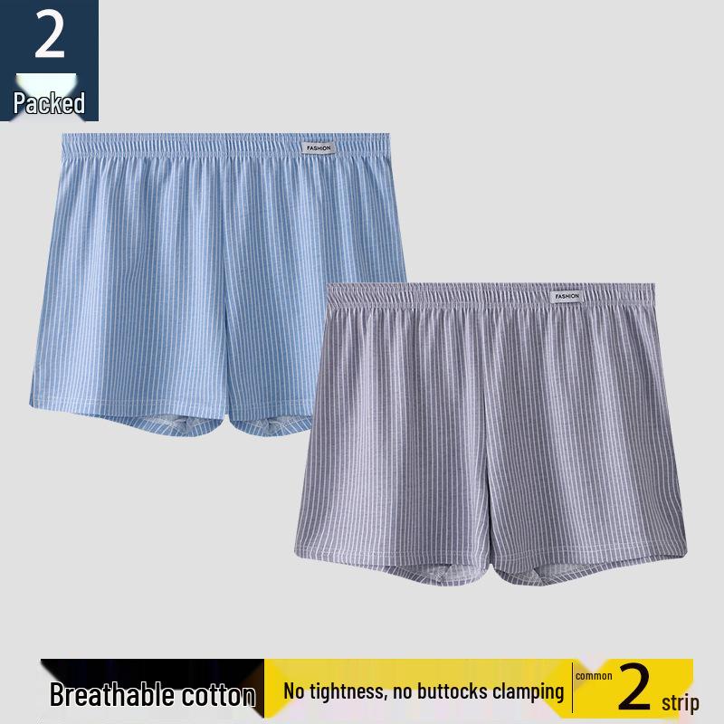 Herre Bomull Pustende Stripete Boksershorts - Løs Passform, Pluss Størrelse Sportsundertøy