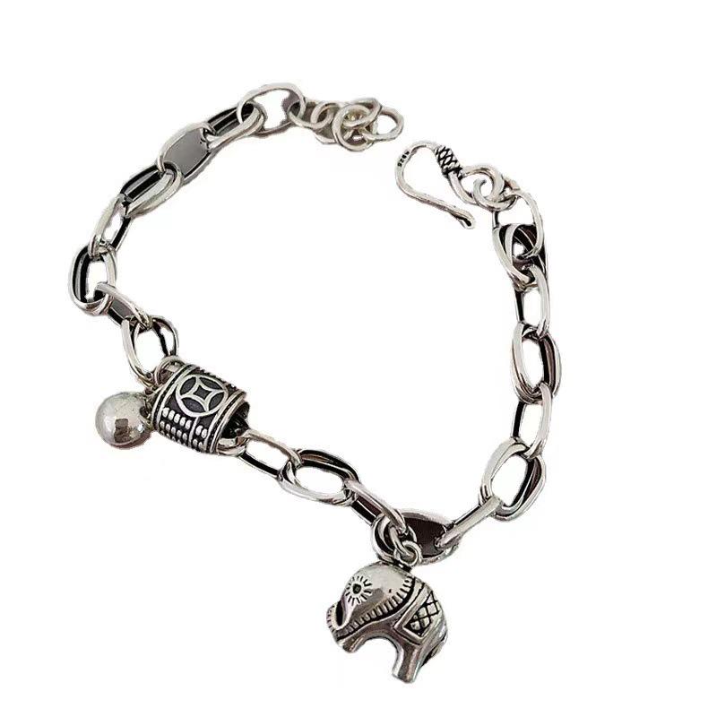 Korean Style Elephant Bracelet for Women - 2024 Thai Silver Ruyi Geometric Hand Jewelry