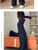 Dark Blue Fleece-Lined High-Waisted Wide-Leg Jeans for Women - Autumn/Winter Versatile Slimming Straight Pants