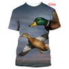 Summer Round Neck 3D Hunting Wild Duck Pattern Print Top Fashionable Casual Short Sleeved Men's T-shirts