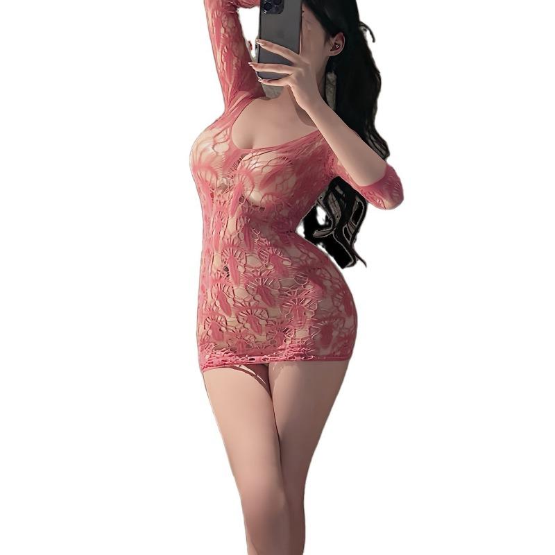 Sex Underwear Pure Desire Sexy Rose Mesh Clothes Gentle Sister Tie Naked Pink Hollow Onesie