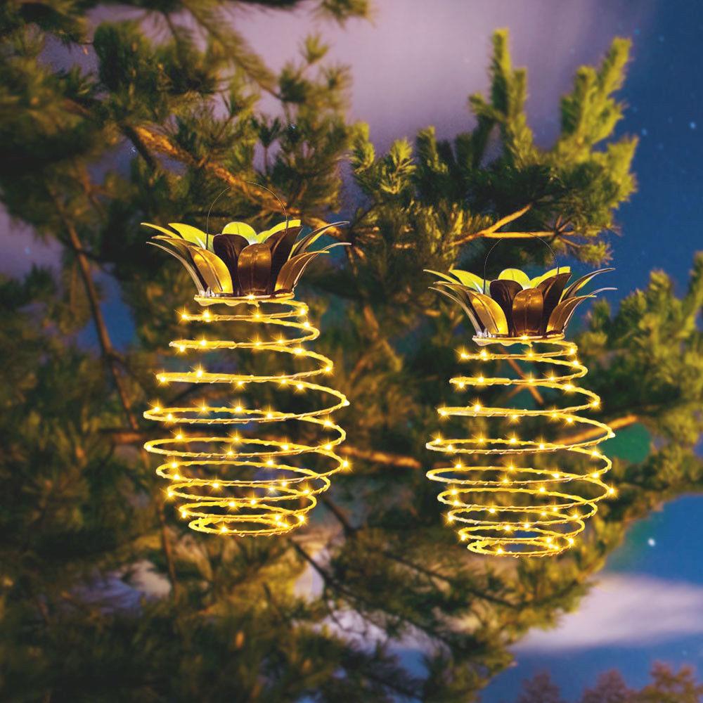 2 Pcs Solar Spiral Hanging Lantern Warm White Water Proof Outdoor LED Hanging Light for Garden Landscape