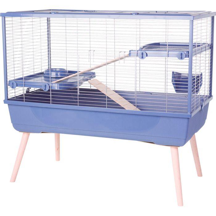 ZOLUX Cage grillagée lapin et rongeur sur pieds 2 étages - L. 99 x l. 54 x H. 92 cm - NeoLife - Zolux Bleu