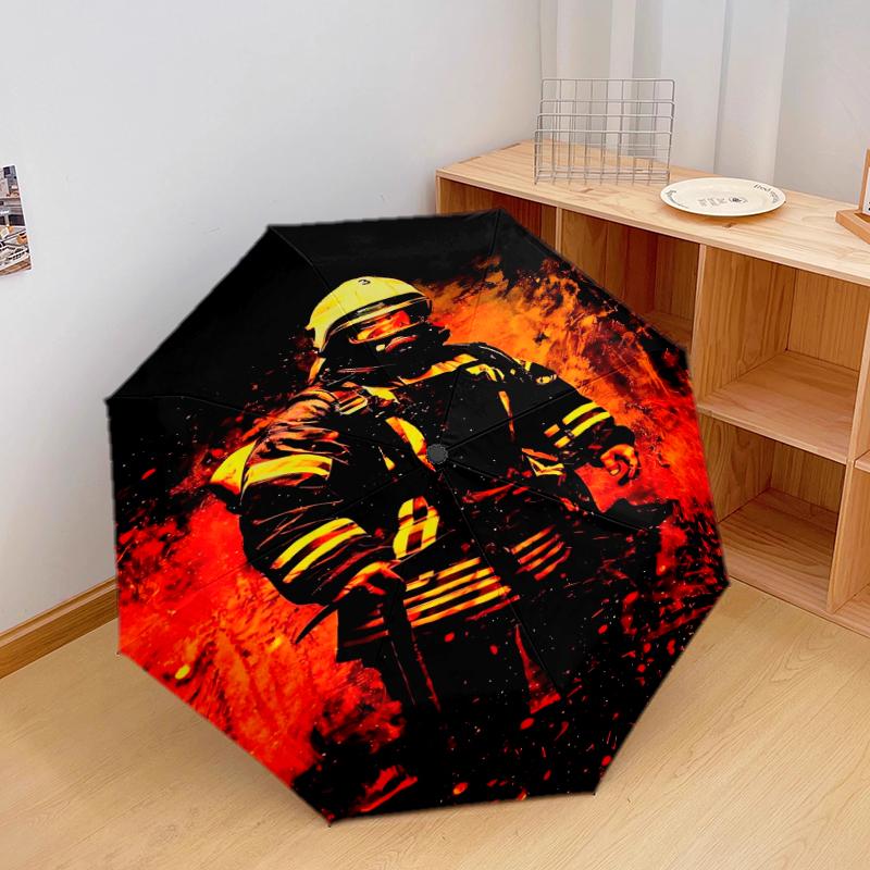 1 PC Automatic Folding Umbrella - Flame Art Pattern, Portable & Foldable Design with 8 Ribs, Christmas Birthday Gifts
